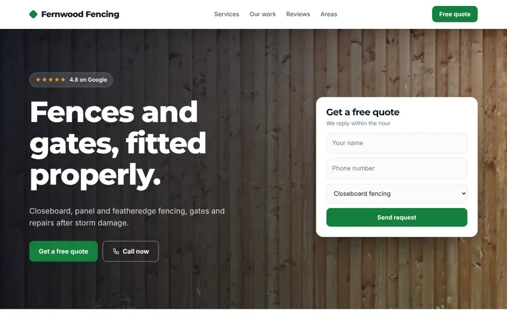 Example fencing website by Highbeam Web